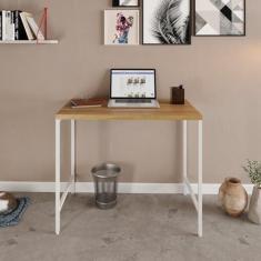 Imagem de Escrivaninha Industrial 90cm Active Yescasa Lâmina Mel/Est.Branca