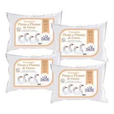 Imagem de Kit 4 Travesseiros Médios 14cm - Penas com Plumas - Daune
