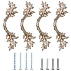 Imagem de PDETVEO Puxadores de gaveta vintage de 15 cm, puxadores de armário dourados, ferragens de cômoda estilo europeu, puxadores decorativos clássicos para cozinha, banheiro, armário