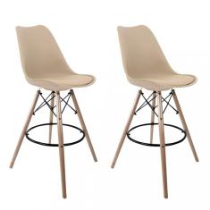 Imagem de Kit 2 Banquetas Altas com Encosto Saarinen Nude