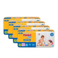 Imagem de Fralda de Vestir Turma da Mônica Baby Shortinho Jumbo Tamanho M 136 Unidades Peso Indicado 6 - 10kg