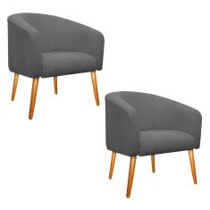 Imagem de Kit 02 Poltronas Luiza Palito Mel Suede Chumbo - Amarena Móveis