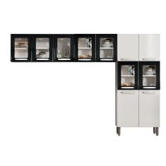 Imagem de Cozinha Compacta Evidence 3 Peças (2 Armários + 1 Paneleiro) CPT61 Branco/Preto - Bertolini