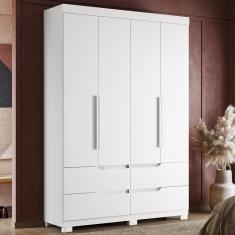 Imagem de Guarda Roupa Doble Quarto Com 4 Portas E 4 Gavetas Branco Fosco Branco Fosco