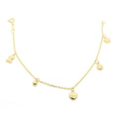 Imagem de Pulseira Ouro 18k Infantil Bebe 14cm Com Pingentes Pl003