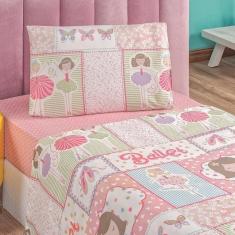 Imagem de Jogo De Cama Lençol Carrosel Solteiro 03 Peças Infantil Estampado Divertido - Bailarina