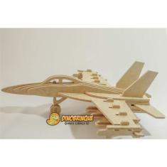 Imagem de Quebra Cabeça 3D avião F-18 hornet 47 peças em mdf - dinobrinque
