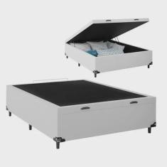 Imagem de Box Baú Casal Suede Branco 138X188