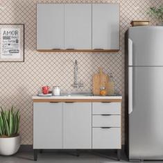 Imagem de Cozinha Compacta Firenze 6 Portas 2 Gavetas Amêndola Touch/Nude Prime Tx - Demóbile