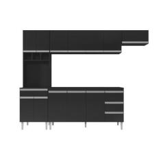Imagem de Cozinha Completa Modulada Andreia 5 peças 280cm - Ajl Móveis, Preto