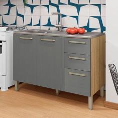 Imagem de Balcão de Cozinha para Pia 120 Cm Mad Versalhes 3 Portas 2 Gavetas Fre