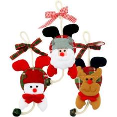Imagem de Kit 24 Pendente Natalino Enfeite De Neve Rena Papai Noel 18cm