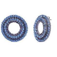 Imagem de Brinco Redondo De 2 Partes Strass Azul Folheado A Grafite