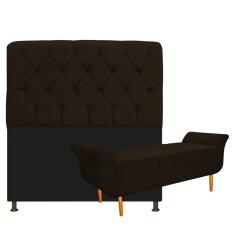 Imagem de Kit Cabeceira Lady e Recamier Ari 160 cm Queen Size Corano Marrom - Amarena Móveis
