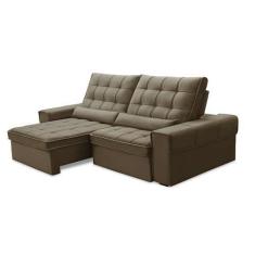 Imagem de Sofá 3 Lugares Retrátil e Reclinável Alasca Veludo Castor - Ferguile