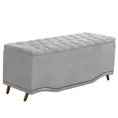 Imagem de Recamier Calçadeira Baú Belize Casal Queen 160cm Veludo Cinza - Montanaris Decor