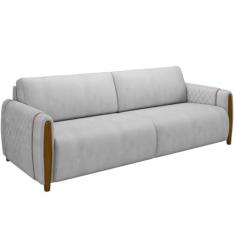 Imagem de Sofá 02 Lugares Para Sala De Estar Pés Em Madeira 168 cm Flora M03 Veludo Cinza - Lyam Decor