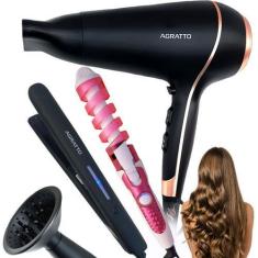 Imagem de SECADOR DE CABELO CACHEADO DIFUSOR MODELADOR E CHAPINHA 410º - AGRATTO