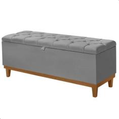 Imagem de Recamier Baú Dubai Veludo Cinza Queen 1,50m Estofado Base Madeira - Ar