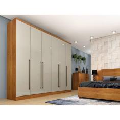 Imagem de Guarda Roupa Casal 6 Portas e 8 Gavetas Sevilha Tcil – Cinamomo/Off White