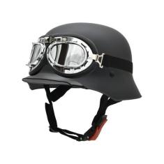 Imagem de Capacete Coquinho Alemão Militar Vintage Moto Elétrica Custom Com Ócul