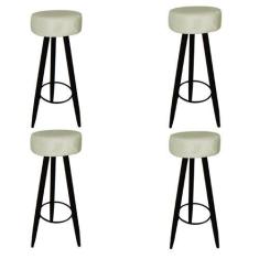 Imagem de Kit 04 Banqueta Alta Flora Pés Palito em Madeira Preto  Bar Bistrô Coz