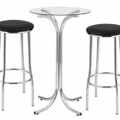 Imagem de Conjunto Sala de Jantar Mesa com 2 Banquetas Luna Cromado/Preto