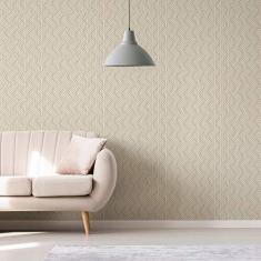 Imagem de Papel de Parede Claro com Linhas Geométricas 57x270cm