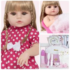 Imagem de Boneca Reborn Silicone Menina Loira 20 Itens Envio Imediato