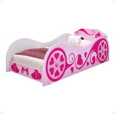 Imagem de Cama Infantil Carruagem Alice Rosa Montessoriana MDF Reforçado Laterais Protetoras Quarto Menina Criança Princesa Decoração Completa - RPM