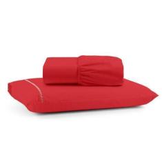Imagem de Jogo De Lençol Solteiro Mirante 100% Algodão 2 Pçs Vermelho - Casa Sho