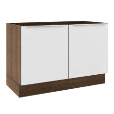 Imagem de Balcão Gabinete de Pia Madesa Lux 120 cm 2 Portas (Sem Tampo) - Rustic/Branco Veludo