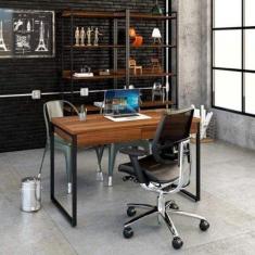 Imagem de Mesa para Escritório 120cm 2 Gavetas Kuadra Compace Nogal