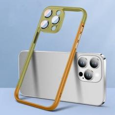 Imagem de Capa protetora com moldura de cor dupla para iPhone 15 12 13 14 Plus Pro Max transparente para iphone15pro Max capa protetora de câmera, verde cáqui, para iPhone 13