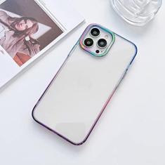 Imagem de Capa de telefone transparente transparente colorida a laser gradiente de luxo para iPhone 14 13 12 Pro Max 14 Plus lente de metal capa de acrílico rígido, D, para iPhone 14Pro MAX