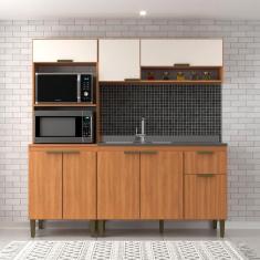 Imagem de Cozinha Compacta Alana 8 Portas 1 Gaveta Freijó/Off White - Jcarvalho