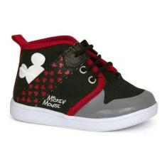 Imagem de Tênis Infantil Mickey Mouse Disney Nº26 Cor Preto com Vermelho - Sugar Shoes