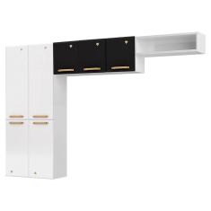 Imagem de Cozinha Compacta Em L Diamante Smart Com 7 Portas 818409 Branco Com Preto