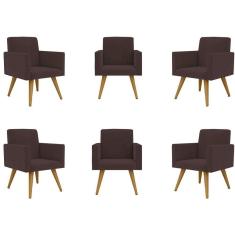 Imagem de Kit 06 Cadeiras Poltronas Decorativa - Escritório - Recepção Cor:marrom