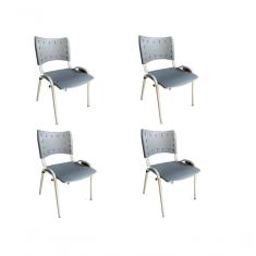 Imagem de Kit 4 Cadeiras Iso Para Escola Escritório Comércio Cinza Base Branca