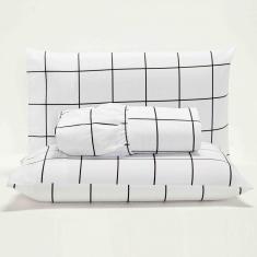 Imagem de Jogo Cama Lençol Square Solteiro Quadriculado 2 Peças Branco