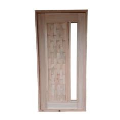 Imagem de Porta Pivotante Couro C/ Visor Eucalipto 2,13x1,07