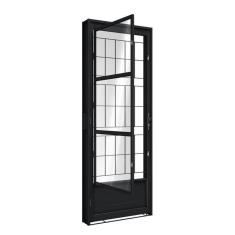 Imagem de Porta de Aço de Giro com Postigo e Grade Quadrada215x85cm Aço Pronto Riobras Preto