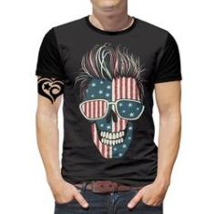 Imagem de Camiseta caveira mexicana rock Masculina adulto blusa EUA CB