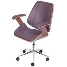 Imagem de Cadeira de Escritório Giratória OR Design Bergen Baixa com Regulagem de Altura, Apoio para os Braços e Sistema Relax - Café