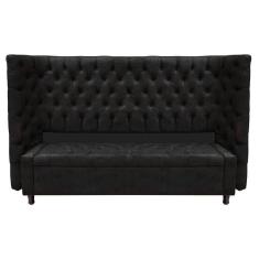 Imagem de Kit Cabeceira e Calçadeira Baú King Everest P02 195cm Para Cama Box Suede Preto