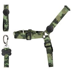 Imagem de Conjunto Peitoral Antipuxão e Guia Camuflada para Cães - Tam. G