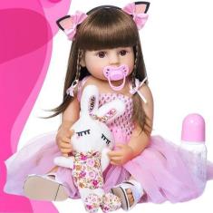 Imagem de Boneca Reborn Realista 100% Silicone Pode Dar Banho Newhappy - New Hap