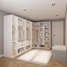 Imagem de Guarda-roupa Modulado de Canto 5 Peças sem Portas Jade Cabecasa Madeiramadeira Branco Fosco