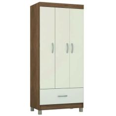 Imagem de Guarda Roupas Solteiro 3 Portas 1 Gaveta Amêndoa/Off White Prince Demó